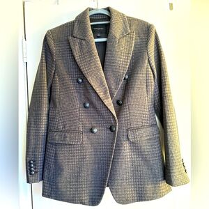 Banana Republic Double Breasted Grey Plaid Blazer Like New Condition, sz 6